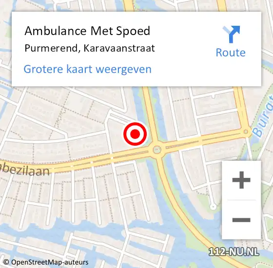 Locatie op kaart van de 112 melding: Ambulance Met Spoed Naar Purmerend, Karavaanstraat op 4 april 2024 10:45