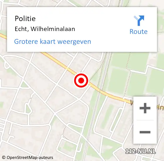 Locatie op kaart van de 112 melding: Politie Echt, Wilhelminalaan op 4 april 2024 10:49