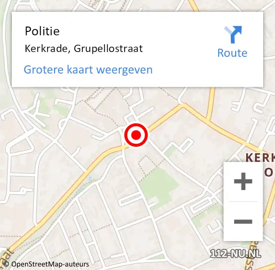 Locatie op kaart van de 112 melding: Politie Kerkrade, Grupellostraat op 4 april 2024 10:58