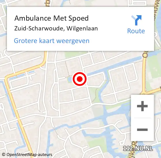 Locatie op kaart van de 112 melding: Ambulance Met Spoed Naar Zuid-Scharwoude, Wilgenlaan op 4 april 2024 11:20