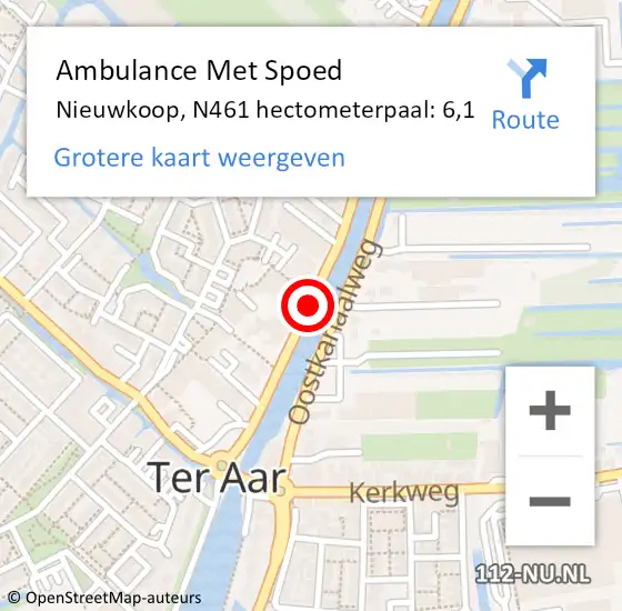 Locatie op kaart van de 112 melding: Ambulance Met Spoed Naar Nieuwkoop, N461 hectometerpaal: 6,1 op 4 april 2024 11:53
