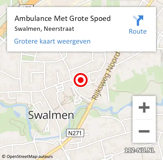 Locatie op kaart van de 112 melding: Ambulance Met Grote Spoed Naar Swalmen, Neerstraat op 4 april 2024 12:48