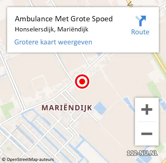 Locatie op kaart van de 112 melding: Ambulance Met Grote Spoed Naar Honselersdijk, Mariëndijk op 4 april 2024 12:49