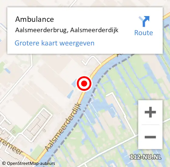 Locatie op kaart van de 112 melding: Ambulance Aalsmeerderbrug, Aalsmeerderdijk op 4 april 2024 12:59
