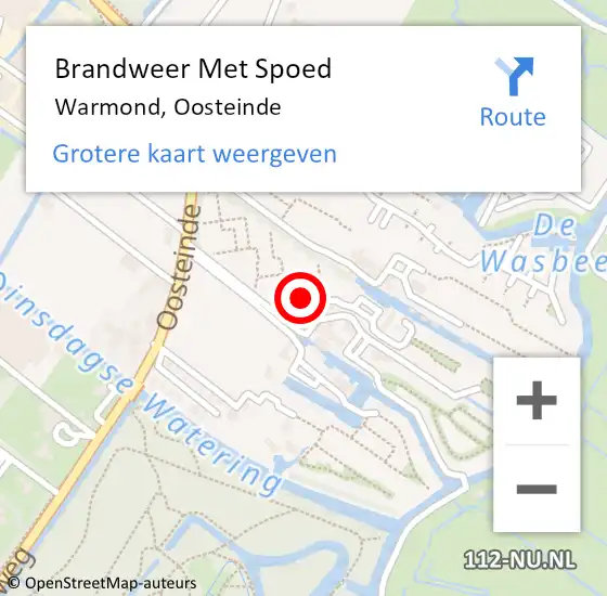 Locatie op kaart van de 112 melding: Brandweer Met Spoed Naar Warmond, Oosteinde op 4 april 2024 13:15