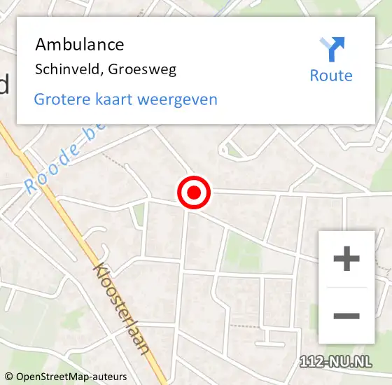 Locatie op kaart van de 112 melding: Ambulance Schinveld, Groesweg op 1 oktober 2014 11:27