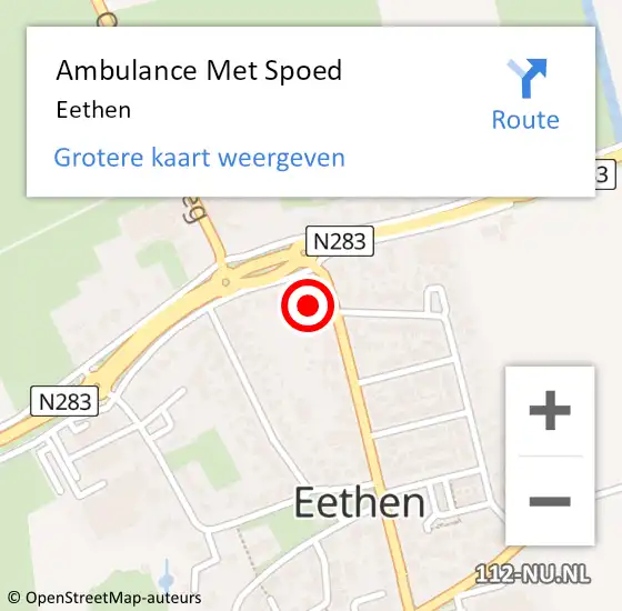 Locatie op kaart van de 112 melding: Ambulance Met Spoed Naar Eethen op 4 april 2024 13:19