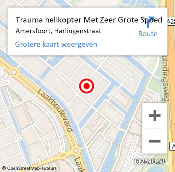 Locatie op kaart van de 112 melding: Trauma helikopter Met Zeer Grote Spoed Naar Amersfoort, Harlingenstraat op 4 april 2024 13:22