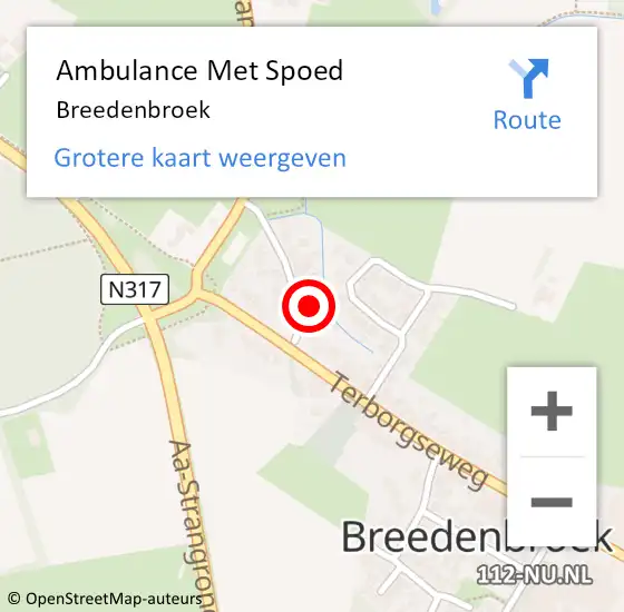 Locatie op kaart van de 112 melding: Ambulance Met Spoed Naar Breedenbroek op 4 april 2024 13:40