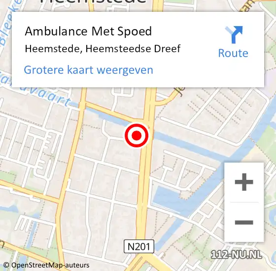 Locatie op kaart van de 112 melding: Ambulance Met Spoed Naar Heemstede, Heemsteedse Dreef op 4 april 2024 14:17