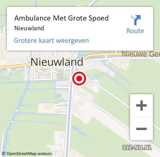 Locatie op kaart van de 112 melding: Ambulance Met Grote Spoed Naar Nieuwland op 4 april 2024 14:41