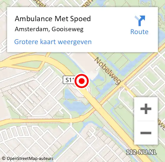 Locatie op kaart van de 112 melding: Ambulance Met Spoed Naar Amsterdam, Gooiseweg op 4 april 2024 15:03