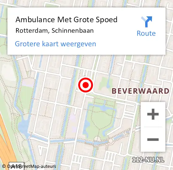 Locatie op kaart van de 112 melding: Ambulance Met Grote Spoed Naar Rotterdam, Schinnenbaan op 4 april 2024 15:15
