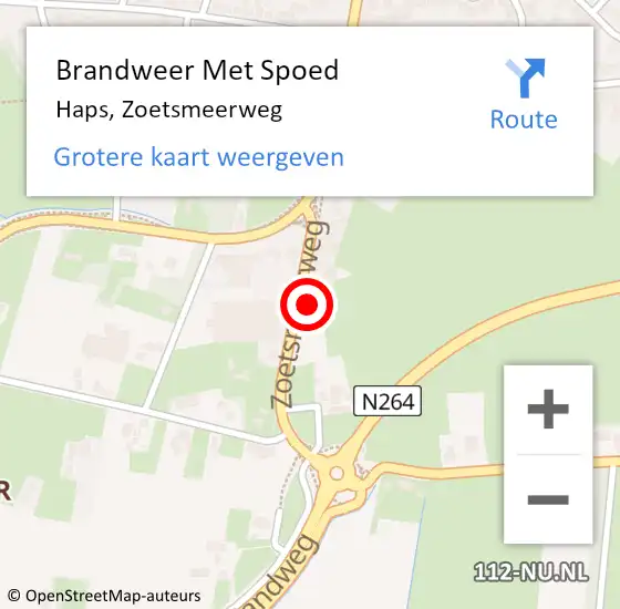 Locatie op kaart van de 112 melding: Brandweer Met Spoed Naar Haps, Zoetsmeerweg op 4 april 2024 15:23