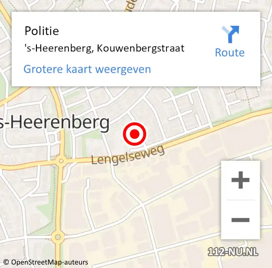 Locatie op kaart van de 112 melding: Politie 's-Heerenberg, Kouwenbergstraat op 4 april 2024 15:46
