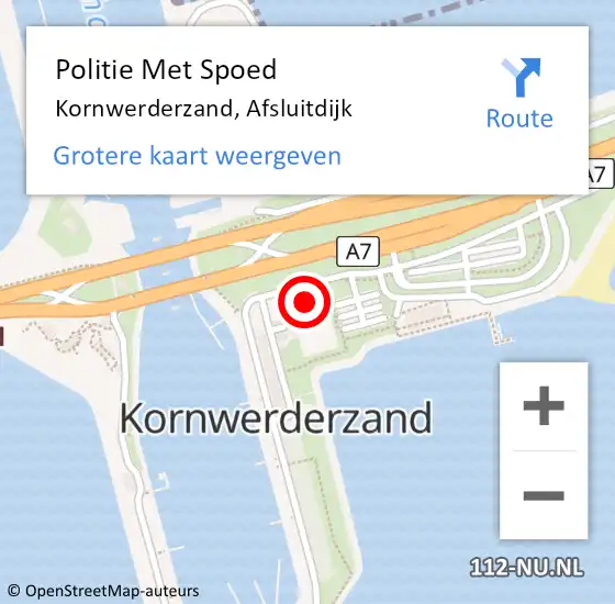 Locatie op kaart van de 112 melding: Politie Met Spoed Naar Kornwerderzand, Afsluitdijk op 4 april 2024 16:32