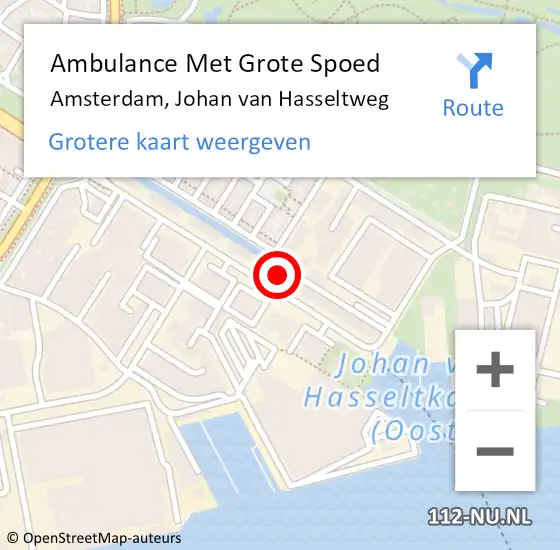 Locatie op kaart van de 112 melding: Ambulance Met Grote Spoed Naar Amsterdam, Johan van Hasseltweg op 4 april 2024 16:33