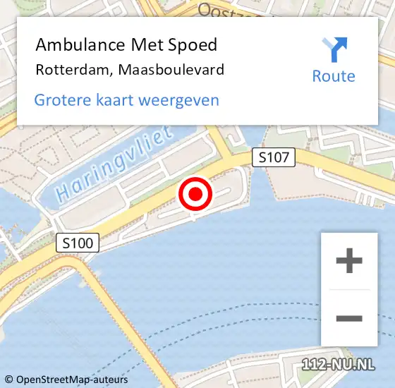 Locatie op kaart van de 112 melding: Ambulance Met Spoed Naar Rotterdam, Maasboulevard op 4 april 2024 16:45