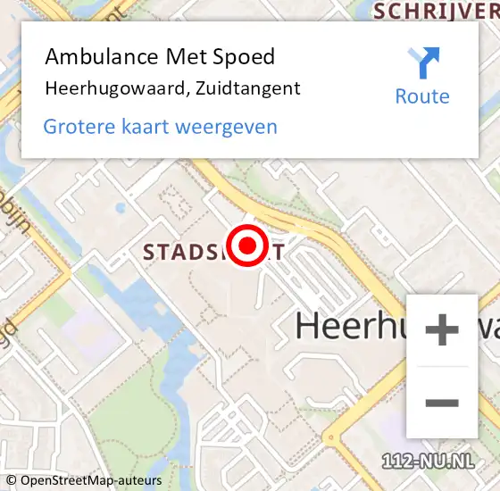 Locatie op kaart van de 112 melding: Ambulance Met Spoed Naar Heerhugowaard, Zuidtangent op 4 april 2024 16:49