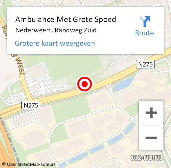 Locatie op kaart van de 112 melding: Ambulance Met Grote Spoed Naar Nederweert, Randweg Zuid op 4 april 2024 17:06