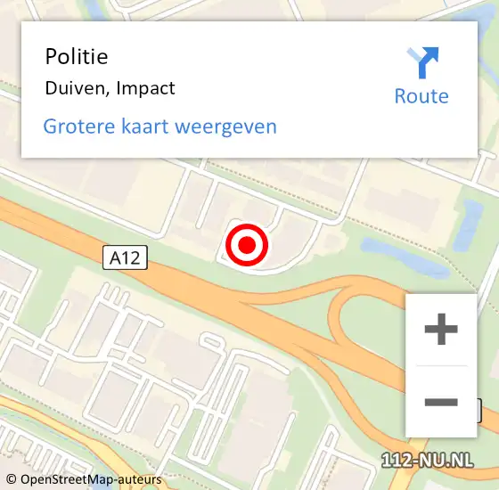 Locatie op kaart van de 112 melding: Politie Duiven, Impact op 4 april 2024 17:07
