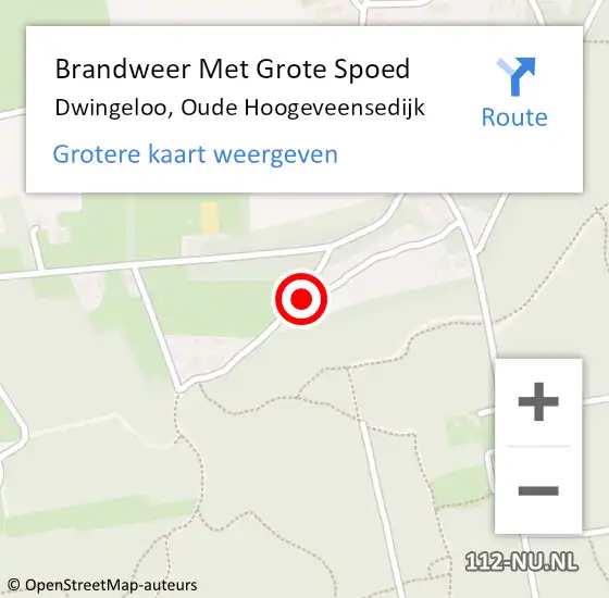Locatie op kaart van de 112 melding: Brandweer Met Grote Spoed Naar Dwingeloo, Oude Hoogeveensedijk op 4 april 2024 17:30