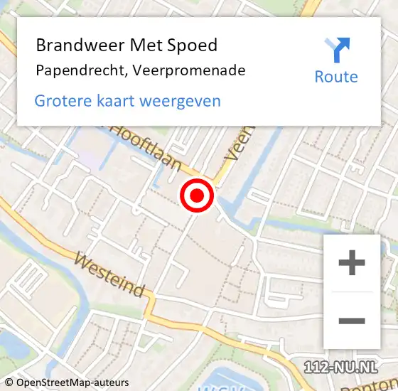 Locatie op kaart van de 112 melding: Brandweer Met Spoed Naar Papendrecht, Veerpromenade op 4 april 2024 17:52