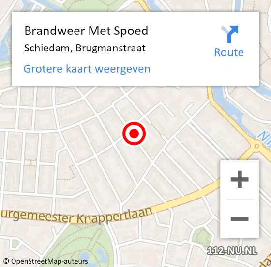 Locatie op kaart van de 112 melding: Brandweer Met Spoed Naar Schiedam, Brugmanstraat op 4 april 2024 18:51