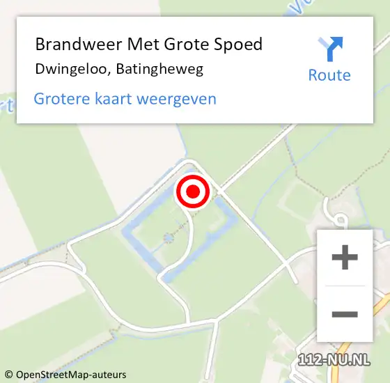 Locatie op kaart van de 112 melding: Brandweer Met Grote Spoed Naar Dwingeloo, Batingheweg op 4 april 2024 19:02