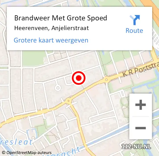 Locatie op kaart van de 112 melding: Brandweer Met Grote Spoed Naar Heerenveen, Anjelierstraat op 4 april 2024 19:21