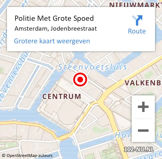 Locatie op kaart van de 112 melding: Politie Met Grote Spoed Naar Amsterdam, Jodenbreestraat op 4 april 2024 19:22