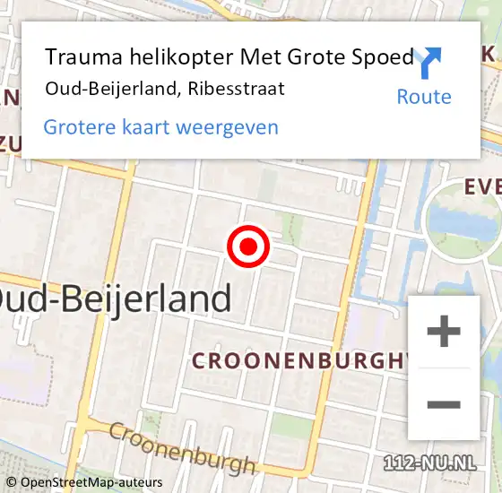 Locatie op kaart van de 112 melding: Trauma helikopter Met Grote Spoed Naar Oud-Beijerland, Ribesstraat op 4 april 2024 19:25