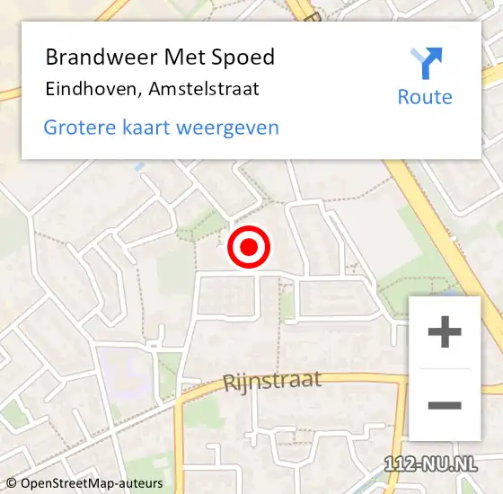 Locatie op kaart van de 112 melding: Brandweer Met Spoed Naar Eindhoven, Amstelstraat op 4 april 2024 19:59
