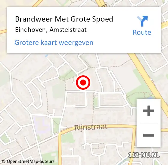 Locatie op kaart van de 112 melding: Brandweer Met Grote Spoed Naar Eindhoven, Amstelstraat op 4 april 2024 20:02