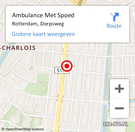Locatie op kaart van de 112 melding: Ambulance Met Spoed Naar Rotterdam, Dorpsweg op 4 april 2024 20:06