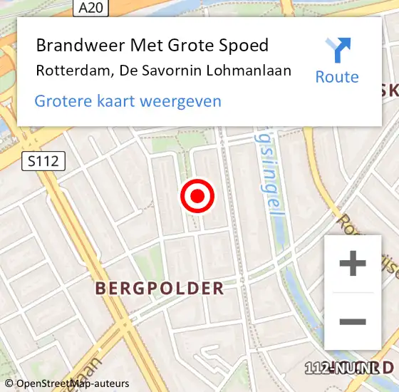 Locatie op kaart van de 112 melding: Brandweer Met Grote Spoed Naar Rotterdam, De Savornin Lohmanlaan op 4 april 2024 21:56