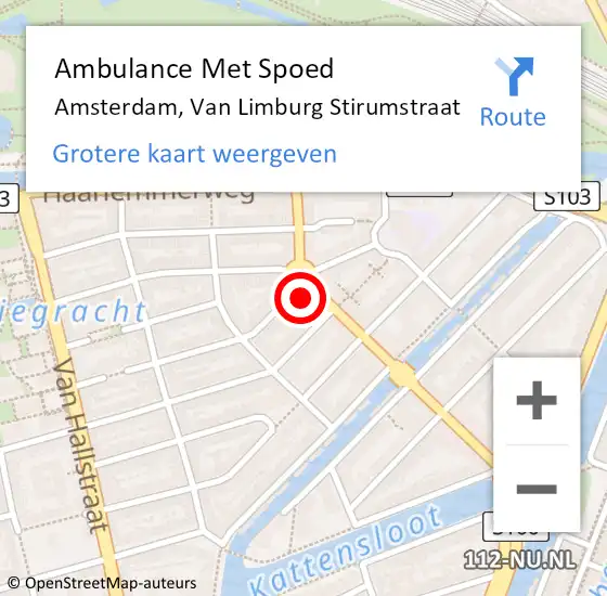 Locatie op kaart van de 112 melding: Ambulance Met Spoed Naar Amsterdam, Van Limburg Stirumstraat op 4 april 2024 22:03