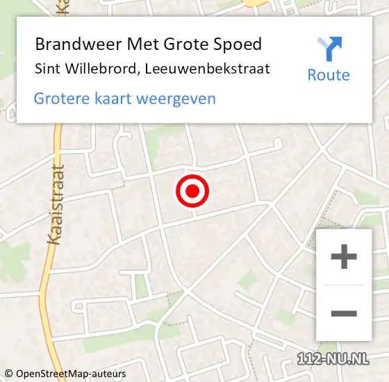 Locatie op kaart van de 112 melding: Brandweer Met Grote Spoed Naar Sint Willebrord, Leeuwenbekstraat op 4 april 2024 23:14