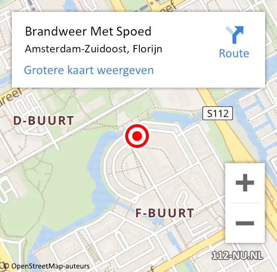Locatie op kaart van de 112 melding: Brandweer Met Spoed Naar Amsterdam, Florijn op 4 april 2024 23:15