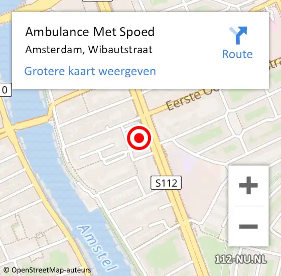 Locatie op kaart van de 112 melding: Ambulance Met Spoed Naar Amsterdam, Wibautstraat op 4 april 2024 23:17