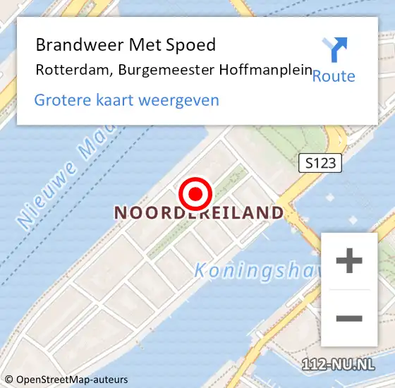Locatie op kaart van de 112 melding: Brandweer Met Spoed Naar Rotterdam, Burgemeester Hoffmanplein op 4 april 2024 23:40