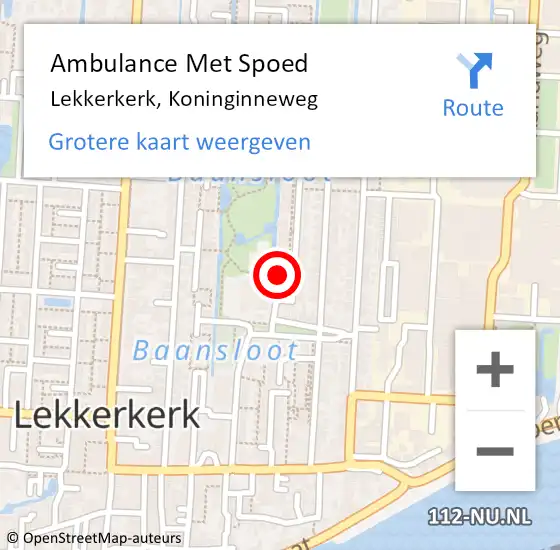 Locatie op kaart van de 112 melding: Ambulance Met Spoed Naar Lekkerkerk, Koninginneweg op 5 april 2024 00:24