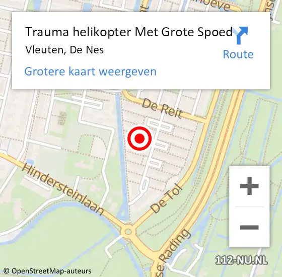 Locatie op kaart van de 112 melding: Trauma helikopter Met Grote Spoed Naar Vleuten, De Nes op 5 april 2024 00:57