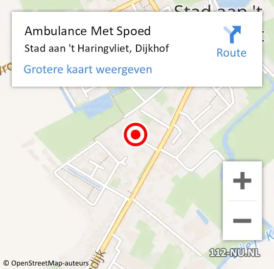 Locatie op kaart van de 112 melding: Ambulance Met Spoed Naar Stad aan 't Haringvliet, Dijkhof op 5 april 2024 02:50