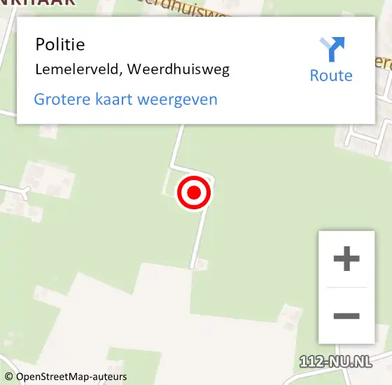Locatie op kaart van de 112 melding: Politie Lemelerveld, Weerdhuisweg op 5 april 2024 03:20