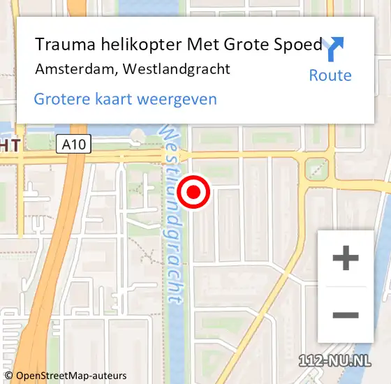 Locatie op kaart van de 112 melding: Trauma helikopter Met Grote Spoed Naar Amsterdam, Westlandgracht op 5 april 2024 06:23