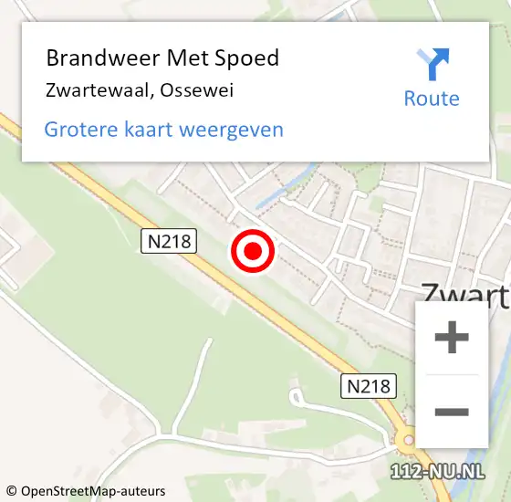 Locatie op kaart van de 112 melding: Brandweer Met Spoed Naar Zwartewaal, Ossewei op 5 april 2024 06:27