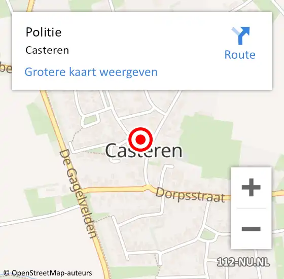 Locatie op kaart van de 112 melding: Politie Casteren op 5 april 2024 06:39