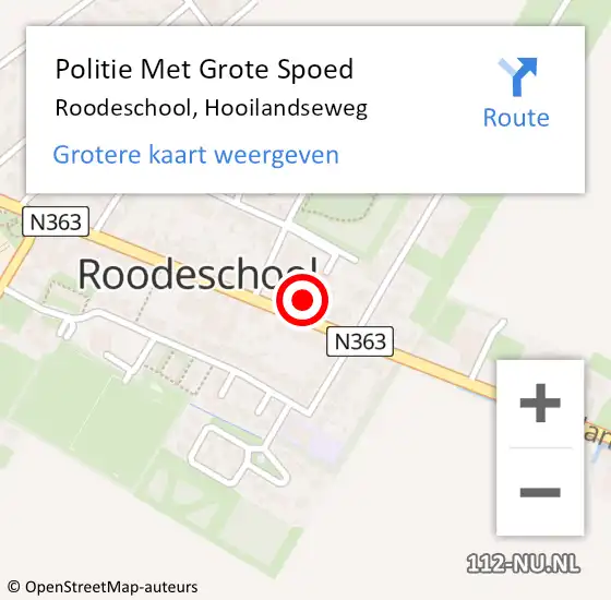 Locatie op kaart van de 112 melding: Politie Met Grote Spoed Naar Roodeschool, Hooilandseweg op 5 april 2024 06:41