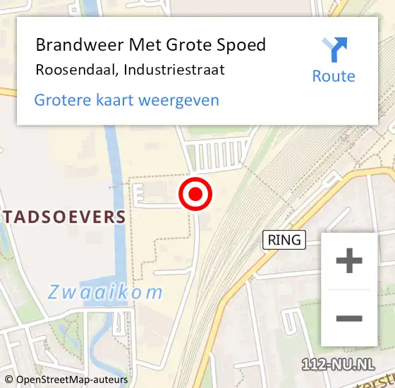 Locatie op kaart van de 112 melding: Brandweer Met Grote Spoed Naar Roosendaal, Industriestraat op 5 april 2024 07:01
